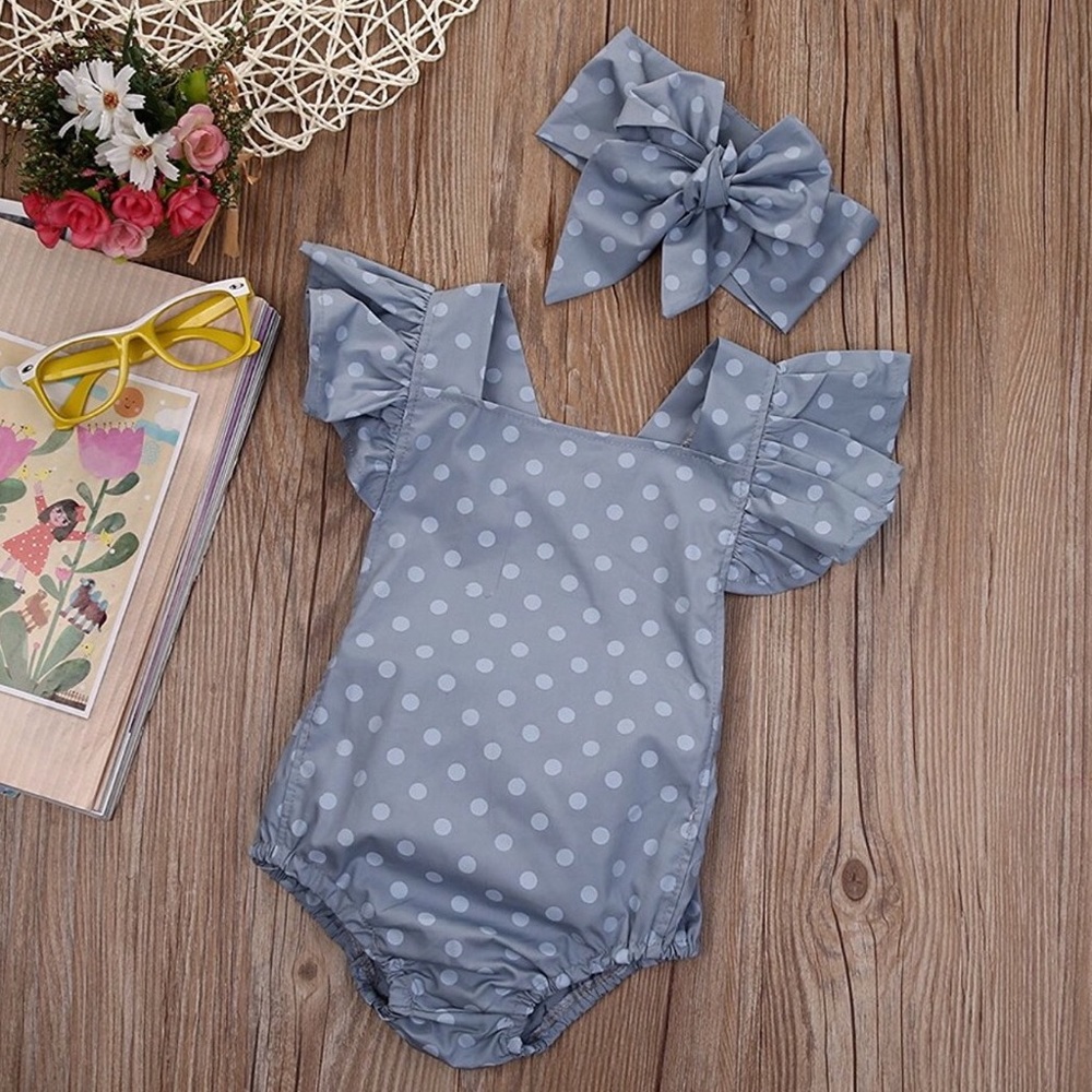 Ava Polka Dot Denim Romper - Picture 4 of 7
